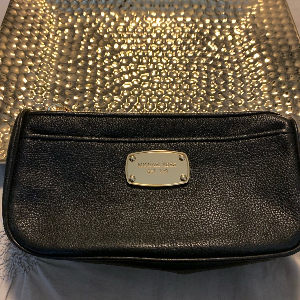 Michael Kors black leather small travel bag